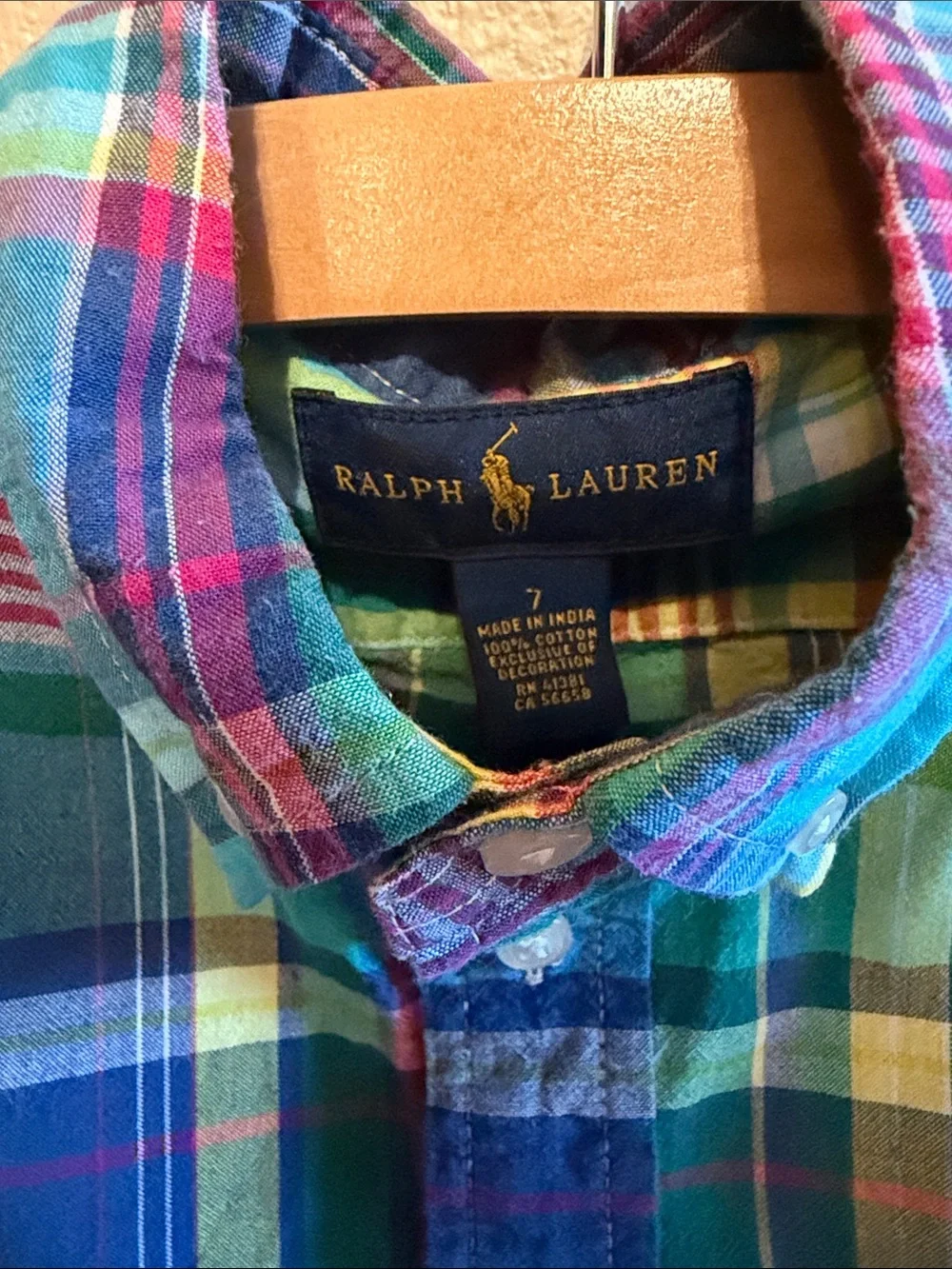 Ralph Lauren Boys Short-Sleeve Plaid Button-Down - Blue, Green & Yellow